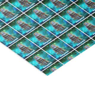 Retro toy robot blue sci fi galaxy custom name tissue paper