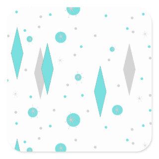 Retro Turquoise Diamond & Starburst Stickers