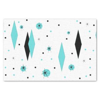 Retro Turquoise Diamonds & Starbursts Tissue Paper