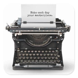 retro typewriter with Inspirational quote Square Sticker