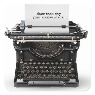 retro typewriter with Inspirational quote Square Sticker