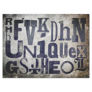RETRO  TYPOGRAPHY ON GRUNGE INDUSTRIAL PATINA TISSUE PAPER