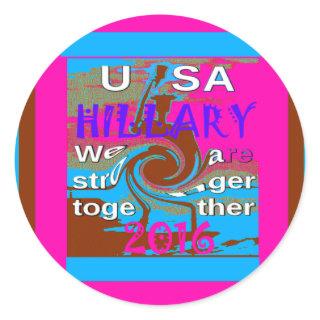 Retro USA Stronger Together Abstract Art Print Classic Round Sticker