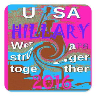 Retro USA Stronger Together Abstract Art Print Square Sticker