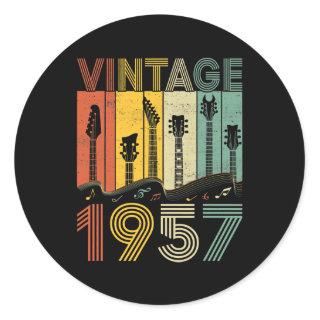 Retro Vintage 1957 Guitarist 1957 Birthday Guitar Classic Round Sticker