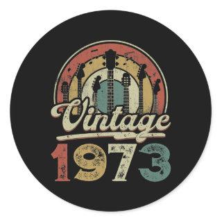 Retro Vintage 1973 Guitarist 1973 Birthday Guitar Classic Round Sticker