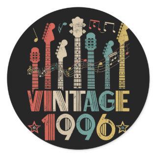 Retro Vintage 1996 Guitar Lover 1996 Birthday Classic Round Sticker