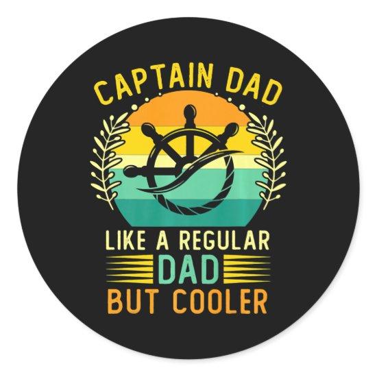 Retro Vintage Captain Dad Father's Day Boat Classic Round Sticker