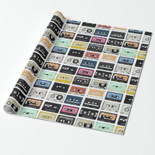 Retro vintage Cassette Mix Tapes art pattern