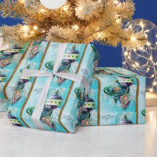 Retro Vintage Christmas bulb pattern party wrap