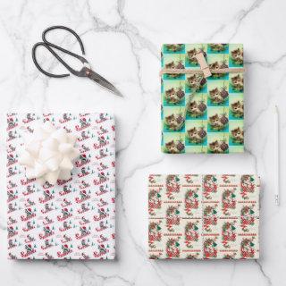 retro vintage Christmas cats tiled pattern  Sheets
