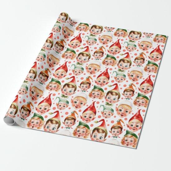 Retro Vintage Christmas Elf Faces