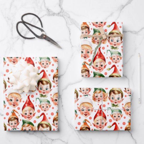 Retro Vintage Christmas Elf Faces   Sheets