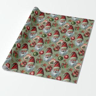 Retro Vintage Christmas Santa and Ornaments