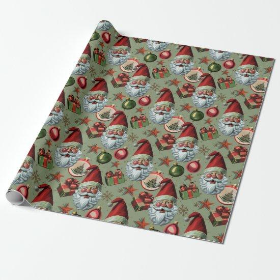 Retro Vintage Christmas Santa and Ornaments