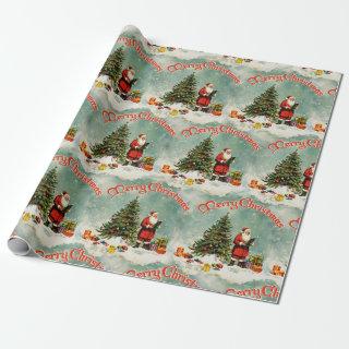 Retro Vintage Christmas Santa Claus Vignette