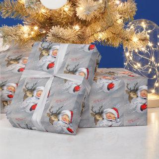 Retro vintage Christmas Santa reindeer party wrap