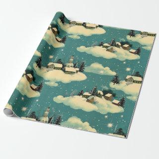 Retro Vintage Christmas:  Whimsical Winter Scene