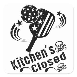 Retro Vintage Funny Pickleball Kitchen's Closed Square Sticker