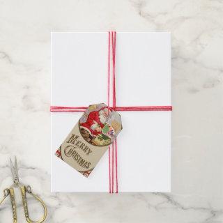 Retro vintage Santa With His Paints in Christmas Gift Tags