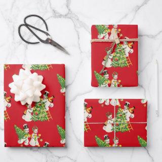 Retro Vintage Snowmen  Sheets