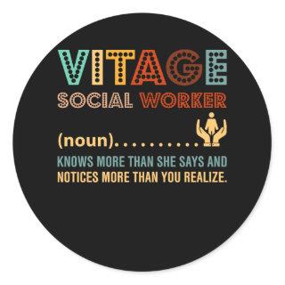 Retro Vintage Social Worker Definition Public Serv Classic Round Sticker