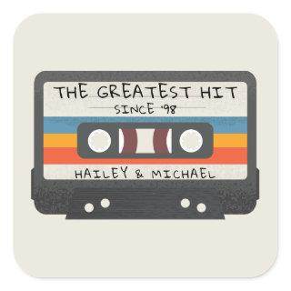 Retro Vintage The Greatest Hit Cassette Wedding Square Sticker