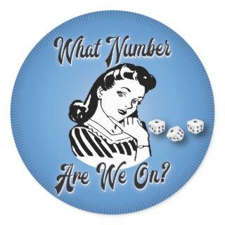 Retro VIntage What Number Are We On? Classic Round Sticker