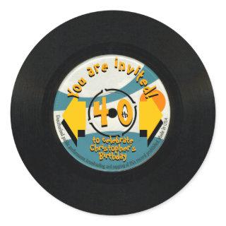 Retro Vinyl 40th Birthday Party R Sticker