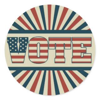 Retro vote, all gear classic round sticker