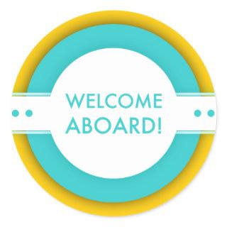 retro welcome aboard classic round sticker