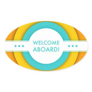 retro welcome aboard oval sticker