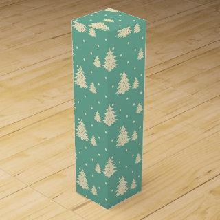 Retro Winter Trees on Turquoise Wine Box