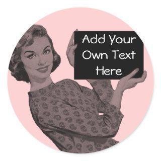 Retro Woman With a Clipboard Classic Round Sticker