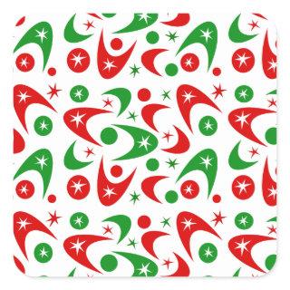 Retro Xmas Boomerangs Square Sticker