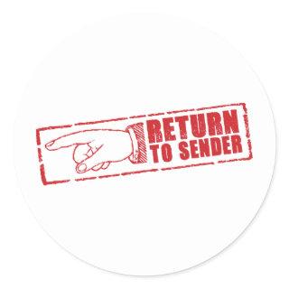 "RETURN TO SENDER" stamp in red Classic Round Sticker