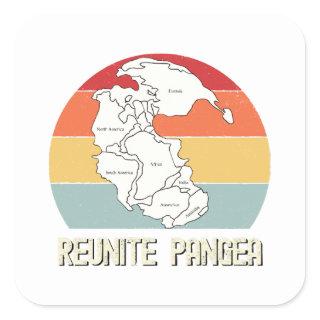 Reunite Pangea Vintage Retro Sunset Distressed  Square Sticker
