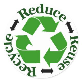 Reuse Reduce Recycle Classic Round Sticker