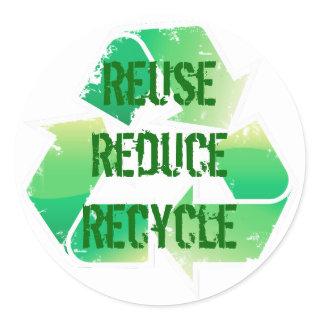 Reuse Reduce Recycle Classic Round Sticker