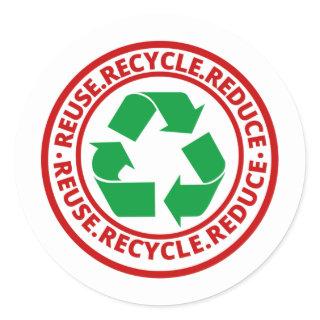 Reuse, Reduce, Recycle Symbol Classic Round Sticker