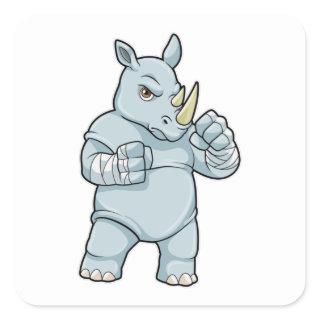 Rhino as Boxer at Boxing Square Sticker
