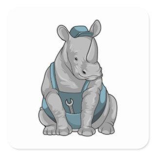 Rhino as Craftsman with Wrench Square Sticker