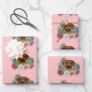 Rhodesian Ridgeback Dog Head Colorful Flowers Pink  Sheets