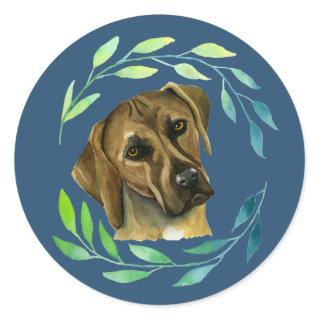 Rhodesian Ridgeback Dog Watercolor Painting Classic Round Sticker