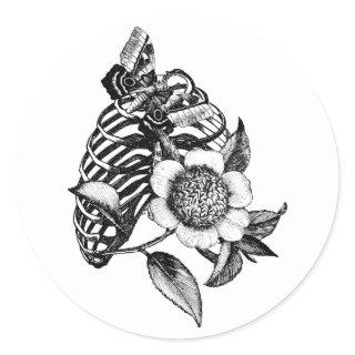 Rib Cage Butterfly Human Skeleton Anatomy art Classic Round Sticker