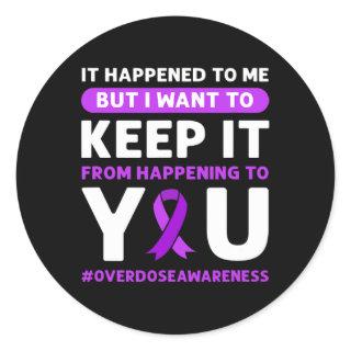 Ribbon. Overdose Awareness 4  Classic Round Sticker
