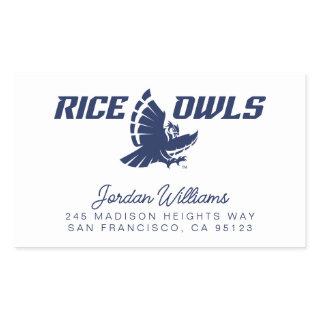 Rice Owls Logo with Flying Owl Rectangular Sticker