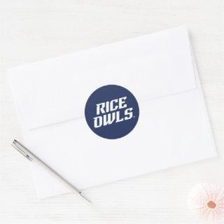 Rice Owls Text Emblem Classic Round Sticker
