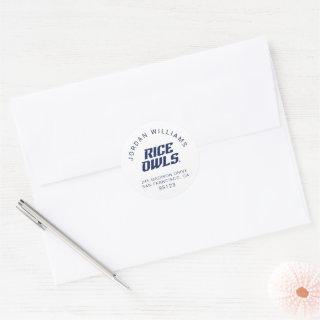 Rice Owls Text Emblem Classic Round Sticker