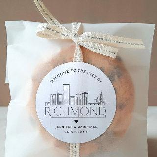Richmond Skyline | Wedding Welcome Message Classic Round Sticker